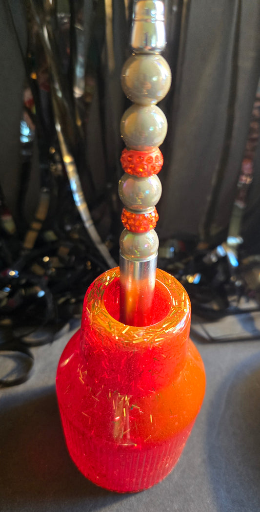 BURNT ORANGE 🧡BEADED PEN &HOLDER SET 🖊🧡🖊